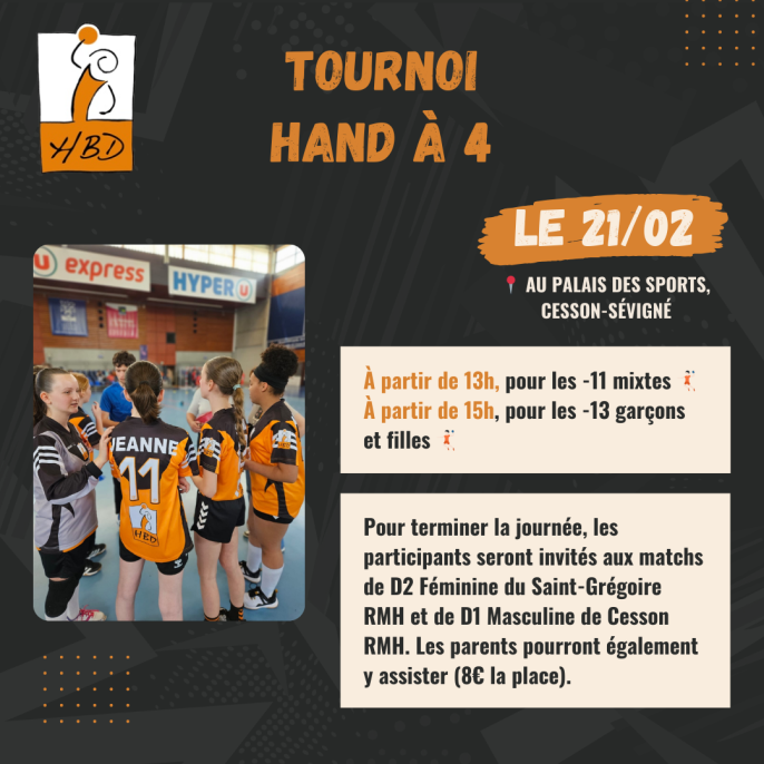 Tournoi Hand à 4 -11 et -13